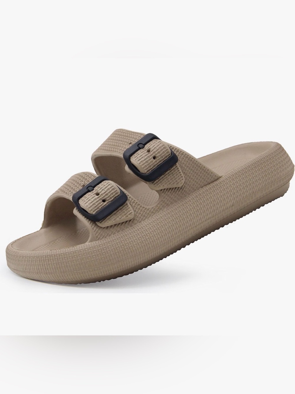 Unisex Beige Dual-Buckle Slide Pillow Sandal: 7-7.5 Women / 5-6 Men